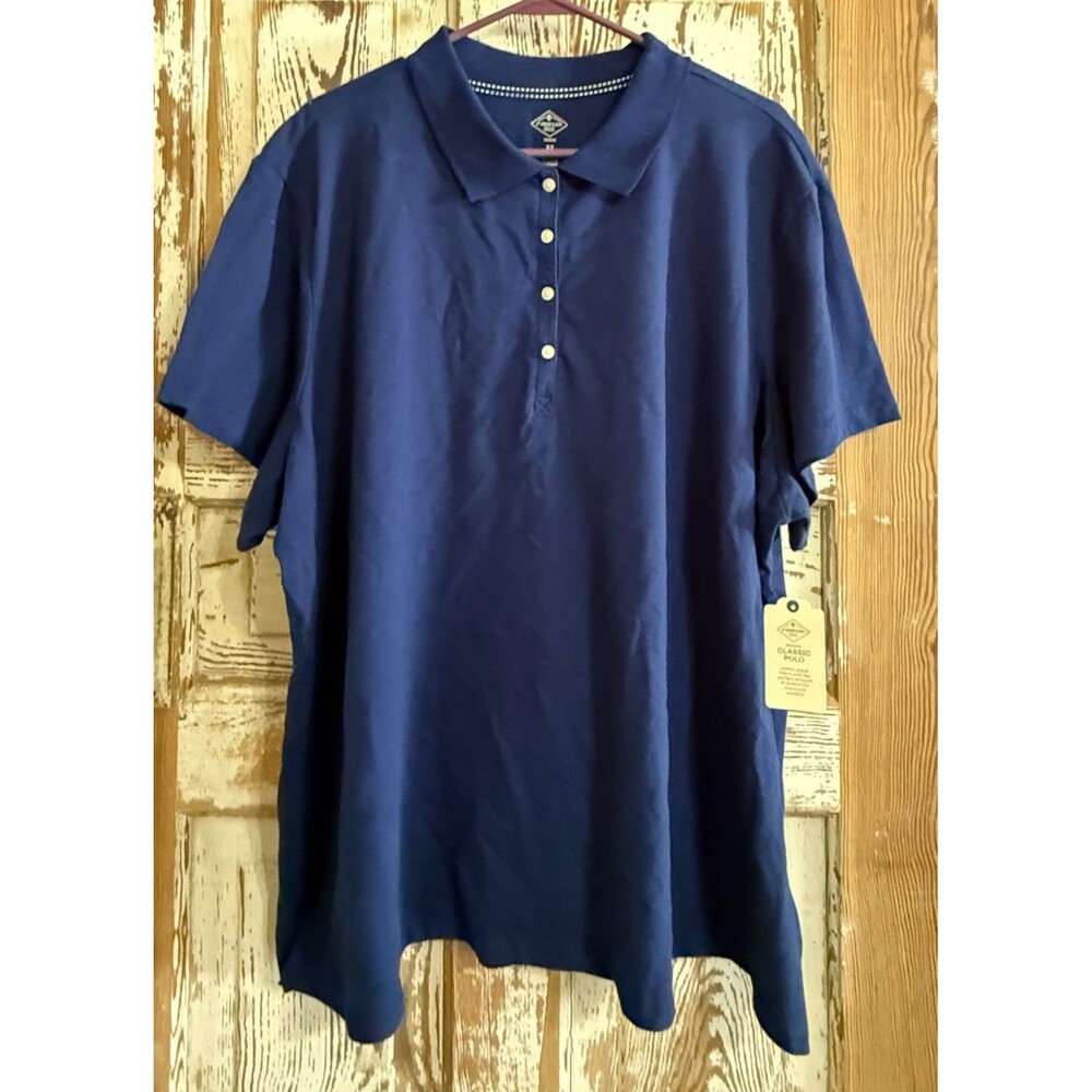 Womens St. John's Bay Short Sleeve Cotton Classic Polo Top - Navy - 3x (24W-26W)